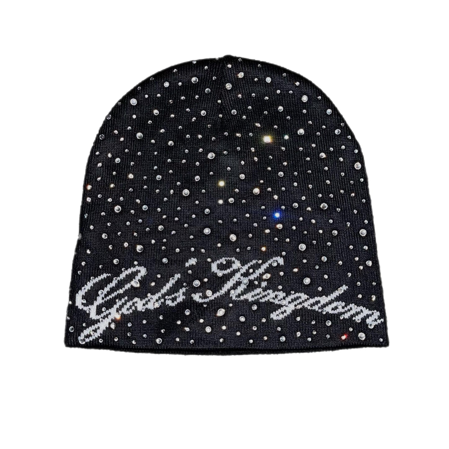 Jacquard "One in Mind" All Over Rhinestone Beanie (Script Logo)