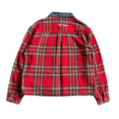 Flannel Denim Button-Up Jacket