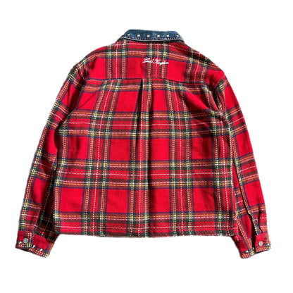 Flannel Denim Button-Up Jacket