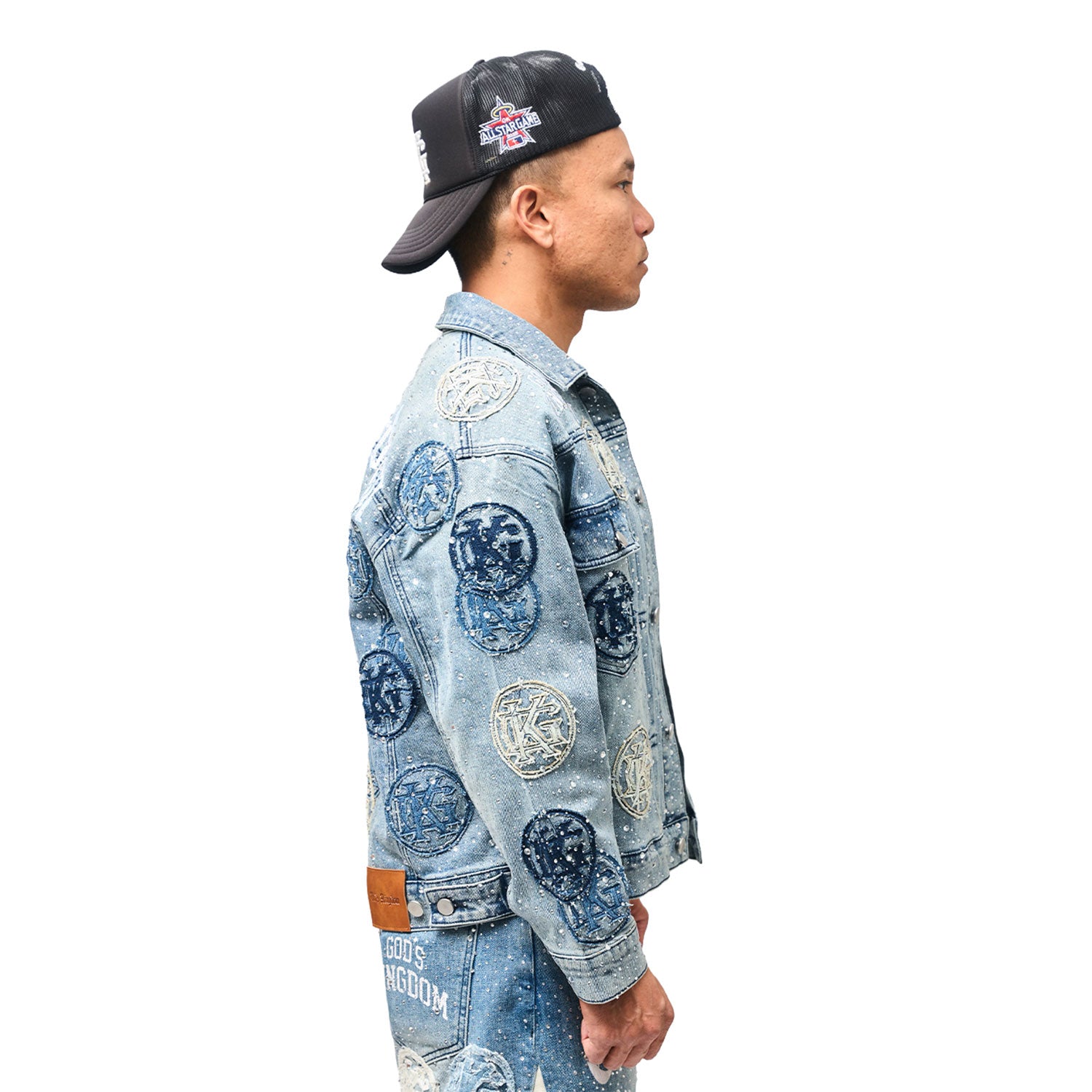 "Divinity" Denim Patchwork Rhinestone Jacket