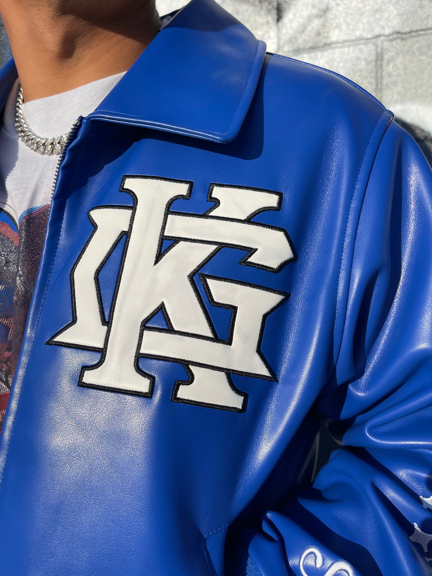God’s Kingdom “All Star” Leather Varsity Jacket (Sapphire Blue) - God's Kingdom