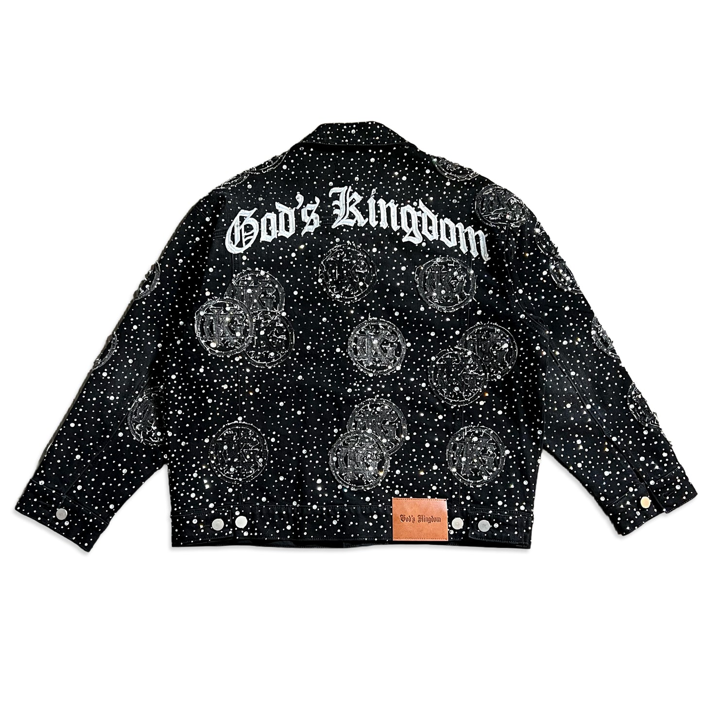 Space Black "Divinity" Denim Rhinestone Jacket
