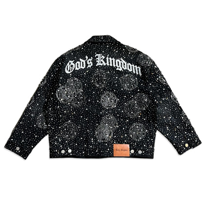 Space Black "Divinity" Denim Rhinestone Jacket