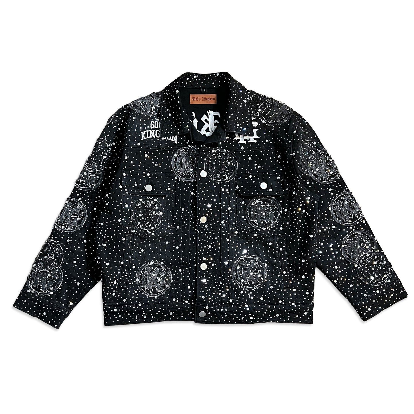 Space Black "Divinity" Denim Rhinestone Jacket