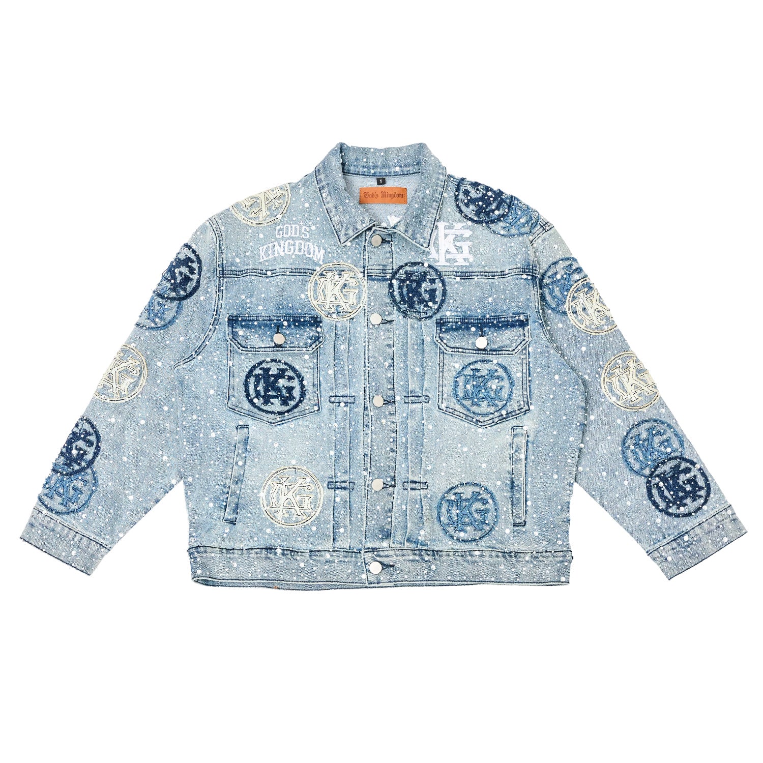 "Divinity" Denim Patchwork Rhinestone Jacket