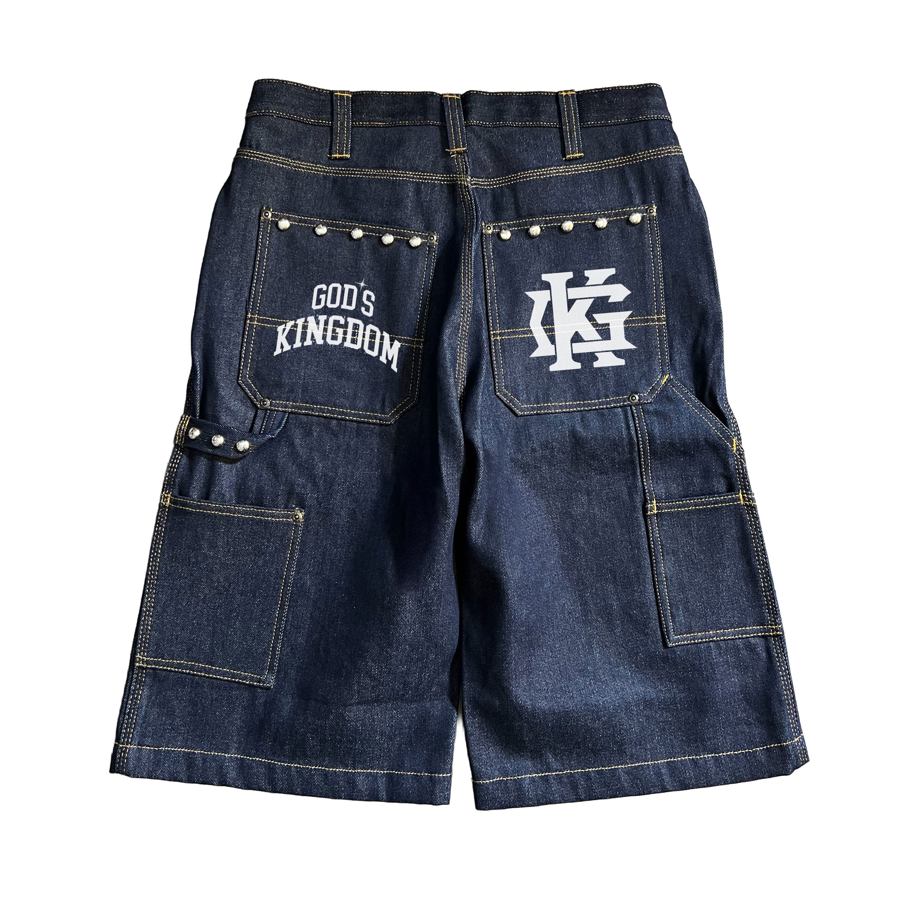 "Star" Studded Denim Jorts (Blue)