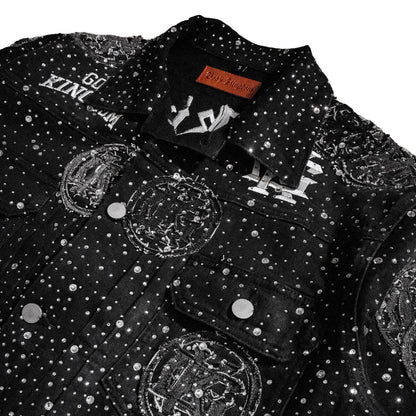 Space Black "Divinity" Denim Rhinestone Jacket