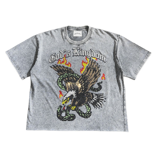 Rhinestone “Eagle” Tee (Stone Grey)