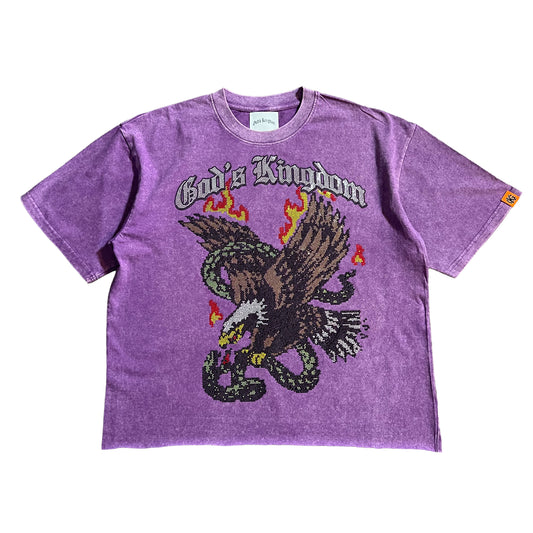 Rhinestone “Eagle” Tee (Washed Purple)