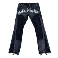 God's Kingdom Flared Monogram Stacked Jeans